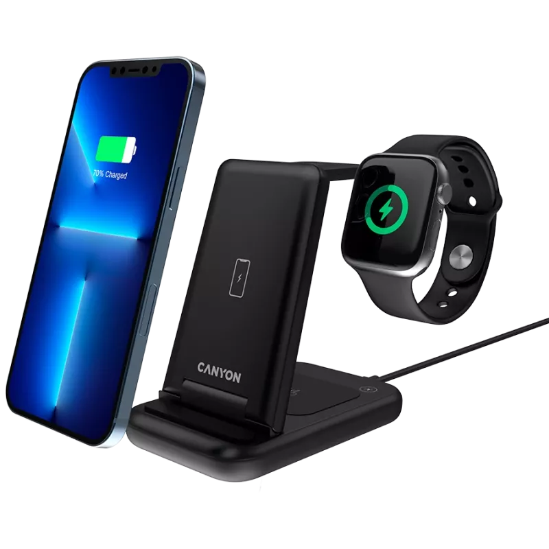 CANYON bezvadu lādētājs WS-304 15W 3in1 Melns