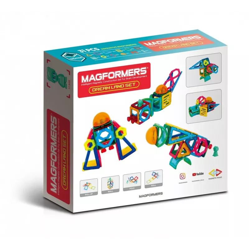 MAGFORMERS magnētiskie klucīši Drea Land — 31 daļu magnētiskais konstruktors radošai spēlei