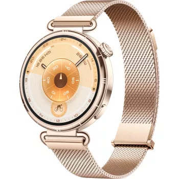 Viedpulkstenis HUAWEI WATCH GT6 1,32 collu AMOLED, 41 mm, nerūsējošais tērauds, zelts, milānas aproce, IP69, 14 dienu baterija