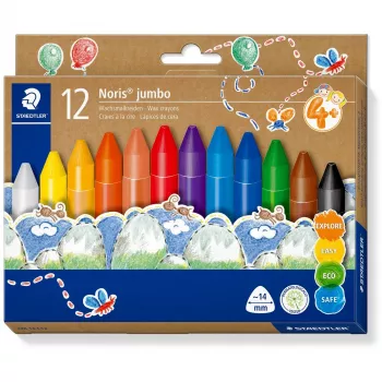 Vaska krītiņi Staedtler Noris Jumbo — 12 krāsas, netoksiski, jumbo izmērs
