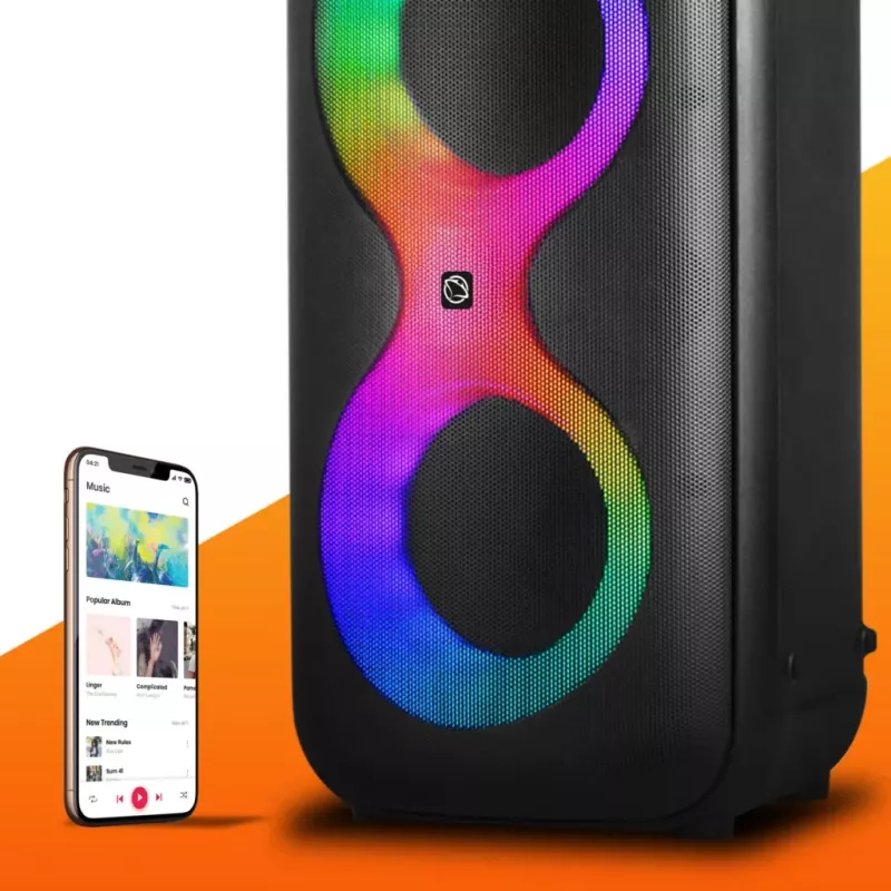 Portable music center MANTA SPK0401B100 Bluetooth speaker, 100 W peak, FM radio, karaoke, built-in baterija, X-BASS