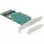 DeLOCK PCI Express x8 karte ar 2 iekšējiem NVMe M.2 Key M slotiem, bifurkācija, zema profila formas faktors