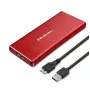 SSD korpuss QOLTEC 51831 USB 3.0 M.2 SATA diskiem līdz 2TB, sarkans, atbalsta 30 mm garumu, līdz 4 diskiem