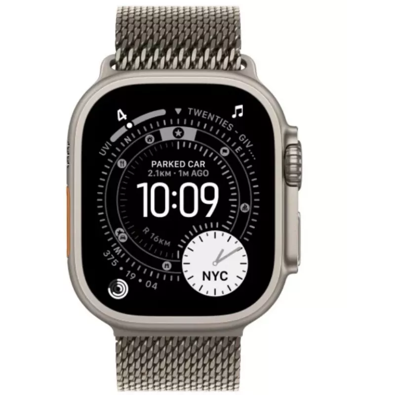 Smartwatch Apple Watch Ultra 3 GPS + Cellular 49mm Natural Titāna korpuss ar Natural Titāna Milanese Loop — 64GB, OLED, 422×514, Ūdensizturīgs 100m, Liels