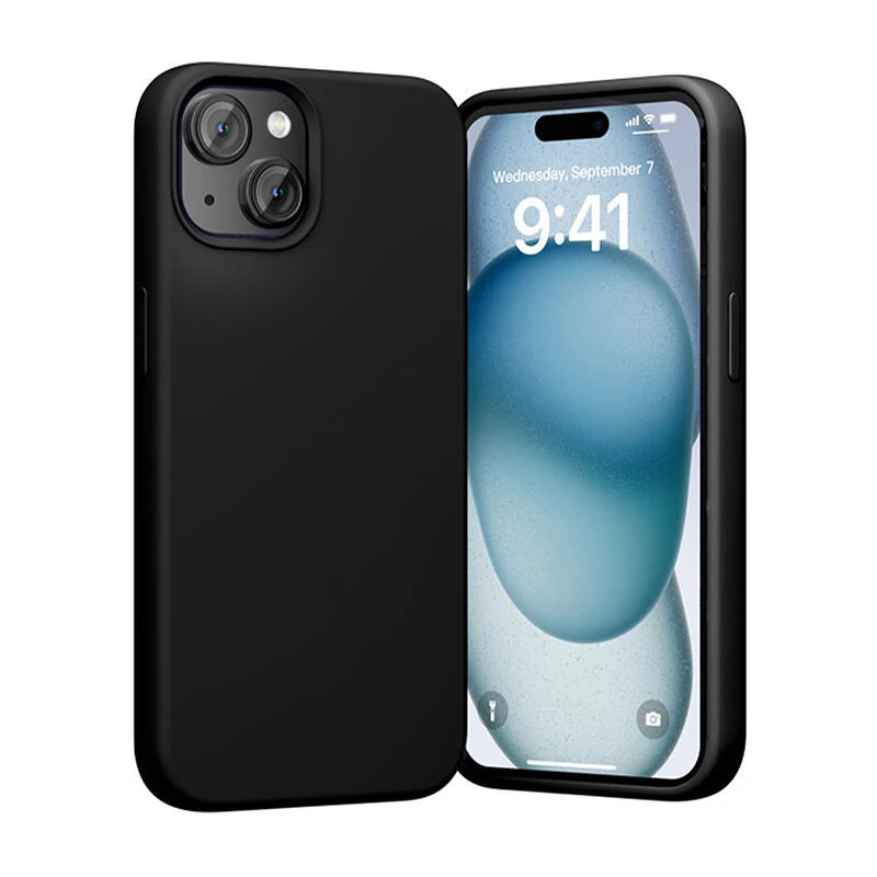 Silikona maciņš Vention KUFB0-20 iPhone 15 Plus — melns, plāns aizsargapvalks