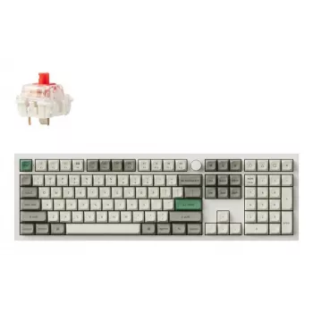 Pilna izmēra mehāniskā tastatūra Keychron Q6 Max — sarkanie slēdži, balts korpuss