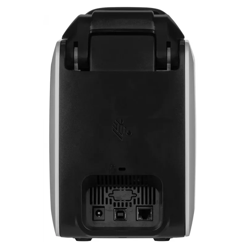Plastikartes printeris Zebra ZC300 — Krāsu sublimācija/Termiskā pārnese, 300x300 DPI, LCD, 100 lapu padevējs, Ethernet, Sudraba/Melns