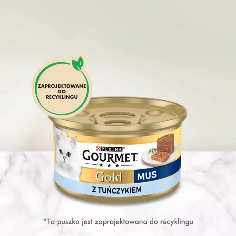 Purina Gourmet Gold mūss ar tunci, mitrā kaķu barība, 85 g