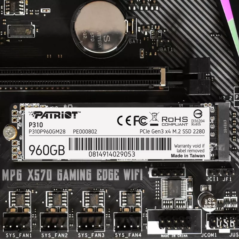 SSD disks Patriot Memory 960GB M.2 PCI Express 4.0 NVMe P310P960GM28