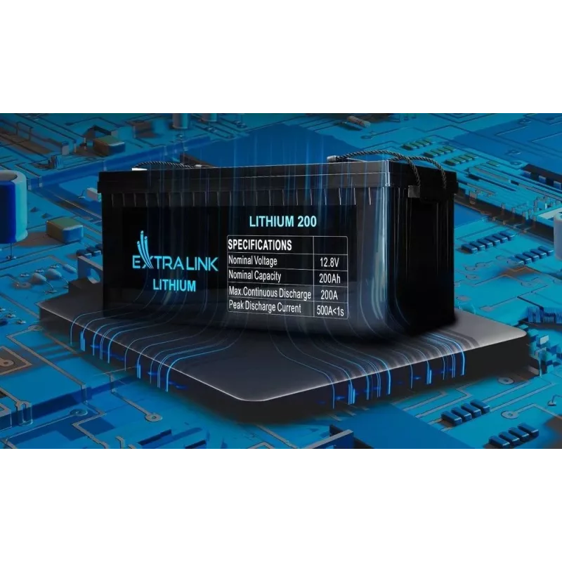 Extralink EX.30479 rūpniecisks uzlādējams litija dzelzs fosfāta (LiFePO4) akumulators, 12,8 V, 200 Ah