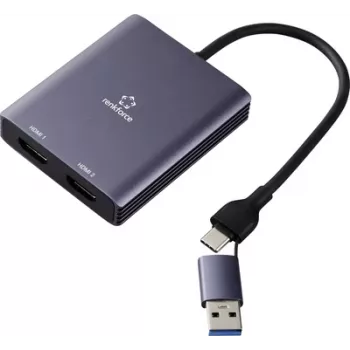 Renkforce RF-6418198 USB-C HDMI Adapter[1x USB-A - 2x] pelēka 4K UHD 15 (RF-6418198)