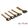 SATA kabelis DeLOCK 60156 0,15 m SATA 15-pin 4 x SATA 15-pin Daudzkrāsu