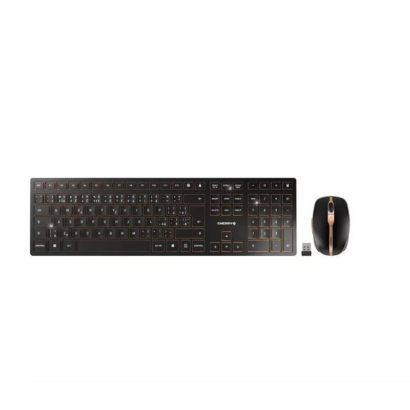 CHERRY DW 9100 SLIM tastatūra ar peli Universāla RF bezvadu + Bluetooth čehu, slovāku melna