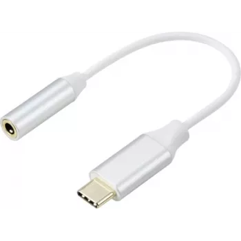 Renkforce RF-6056890 USB-C® / ligzdas adapteris [1x USB-C® - 1x Audio, stereo (3,5 mm ligzda)] Balts Alumīnija spraudnis 0,1 m (RF-6056890)