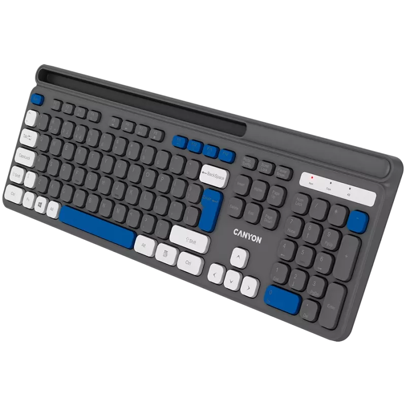 Bezvadu tastatūra CANYON HKB-W03 pelēka — kompakts dizains, darbināma ar AAA bateriju, modelis CNS-HKBW03DG