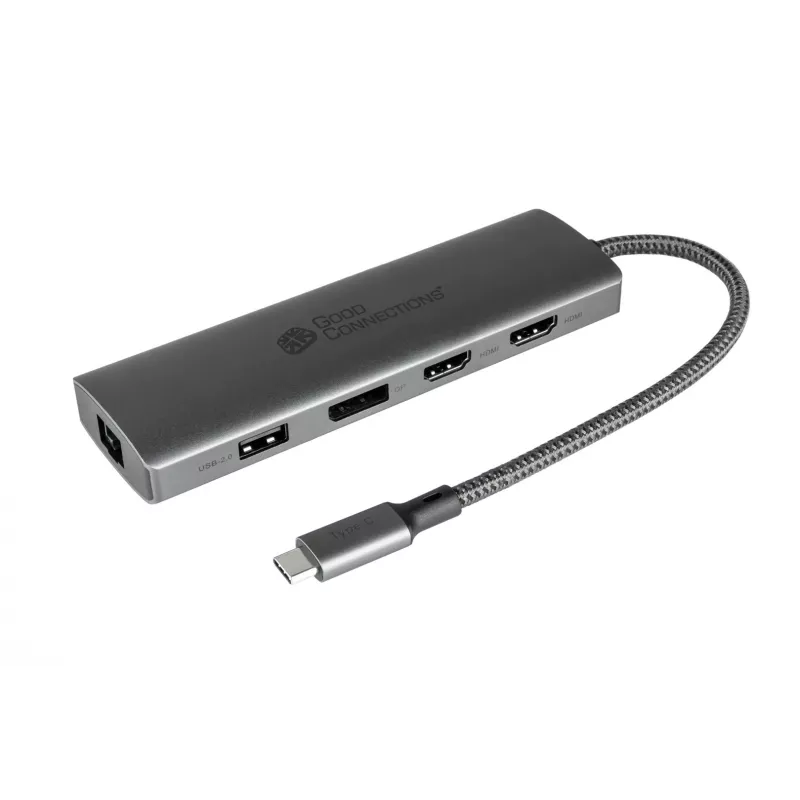 Alcasa HUB-C001A interfeisa centrmezgls USB Type-C 5000 Mbit/s Antracīts