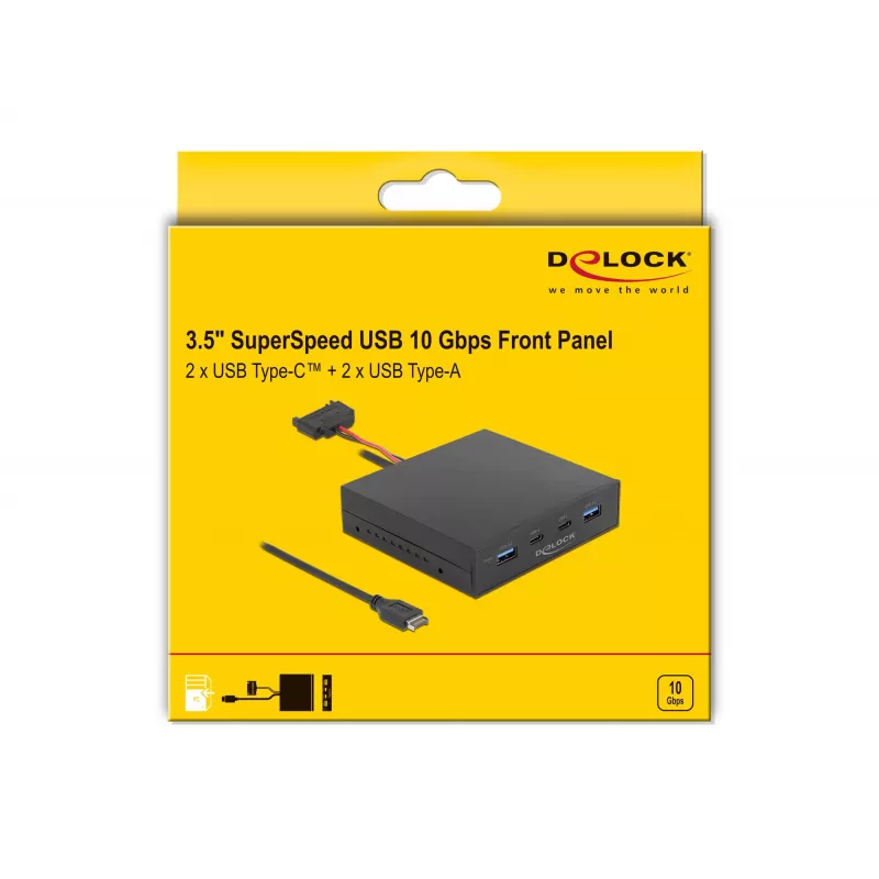 DeLOCK 3,5 collu USB 3.2 Gen 2 priekšējais panelis 2 x USB Type-C 2 x USB Type-A