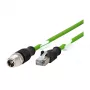 METZ CONNECT - Tīkla kabelis - 8 kontaktu M12-X (V) uz RJ-45 (V) - 2,0 m - Ekranēts - CAT 6a - Ekranēts, bezķēdīgais, vītais - Zaļš (142M2X15020)