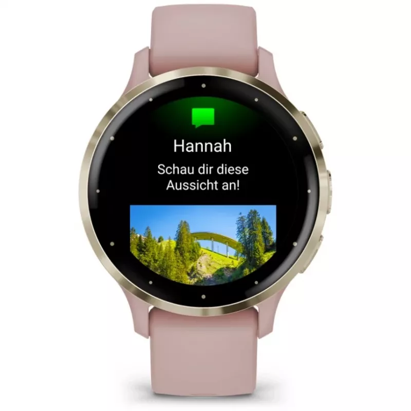 Garmin Venu 3S 3,05 cm (1,2) AMOLED 41 mm Digitāls 390 x 390 pikseļi Skārienekrāns Zelts, Rozā Wi-Fi GPS (satelīts)