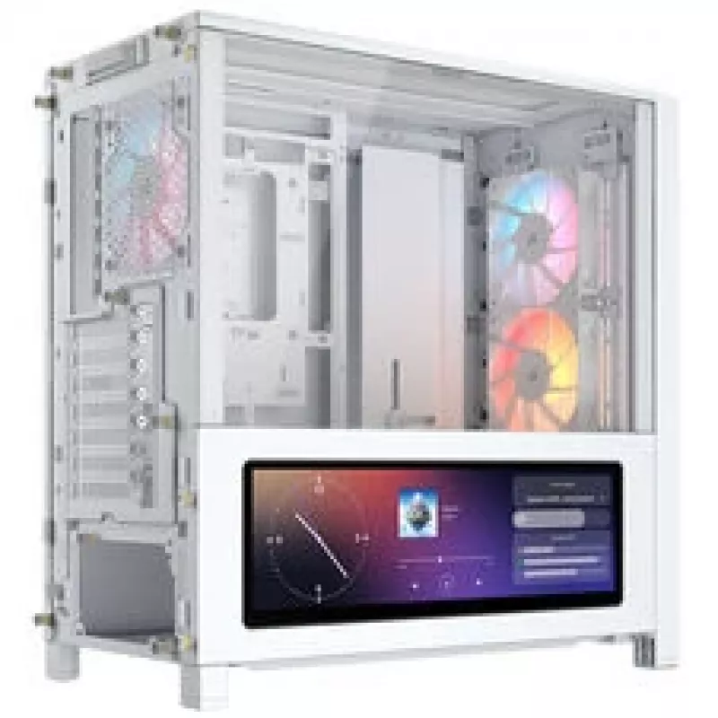 Corsair FRAME 4000D LCD RS datora korpuss, Midi-Tower, ATX, ARGB, rūdīts stikls - balts
