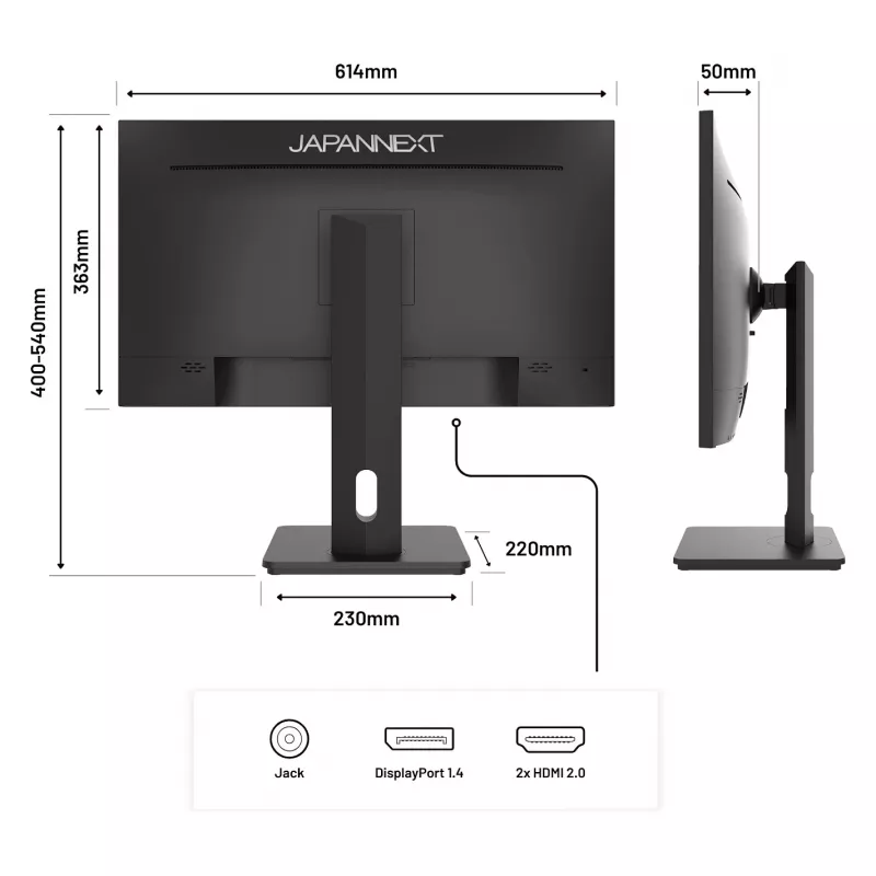 JAPANNEXT JN-27IPS4FLWQHDR-HSP 16:9 HDMI/DP WQHD - Plakanā ekrāna monitors (TFT/LCD)