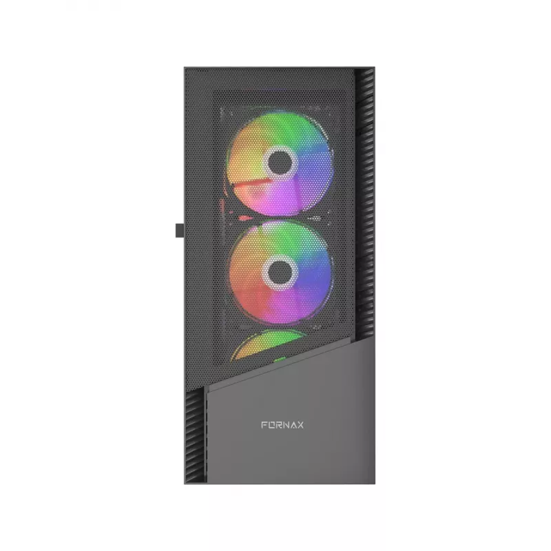 PC Case GEMBIRD Fornax 4300 Midi Tower ATX, rūdīts stikls, 2x3.5 collu nodalījumi, 3x2.5 collu nodalījumi, ARGB ventilatoru atbalsts, USB 3.2 Gen1