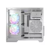 PC korpuss MODECOM Volcano Panorama Midi Tower balts — micro ATX, rūdīts stikls, ARGB, USB-C, atbalsta GPU 400 mm