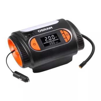 Gaisa kompresors Osram TyreInflate 2120 — kompakts 12 V ar baterijām darbināms riepu piepūtējs (OTI2120)