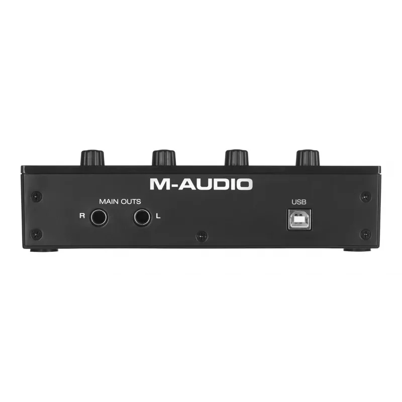 Audio interfeiss M-Audio M-Track Duo — USB 2-ieejas/2-izejas, 16 bitu/48 kHz, 1x XLR/TS combo, 1x instrumenta ieeja, fantoma 48V