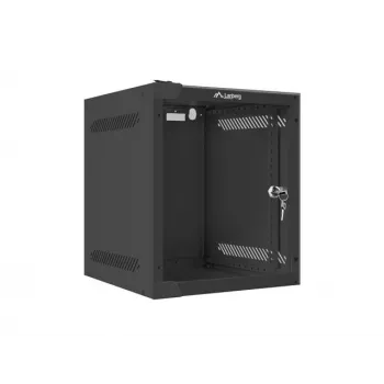 Wall mounted rack LANBERG WF10-2306-10B — 6U, 280×310×336 mm, dziļums 238 mm, melns, kravnesība 20 kg