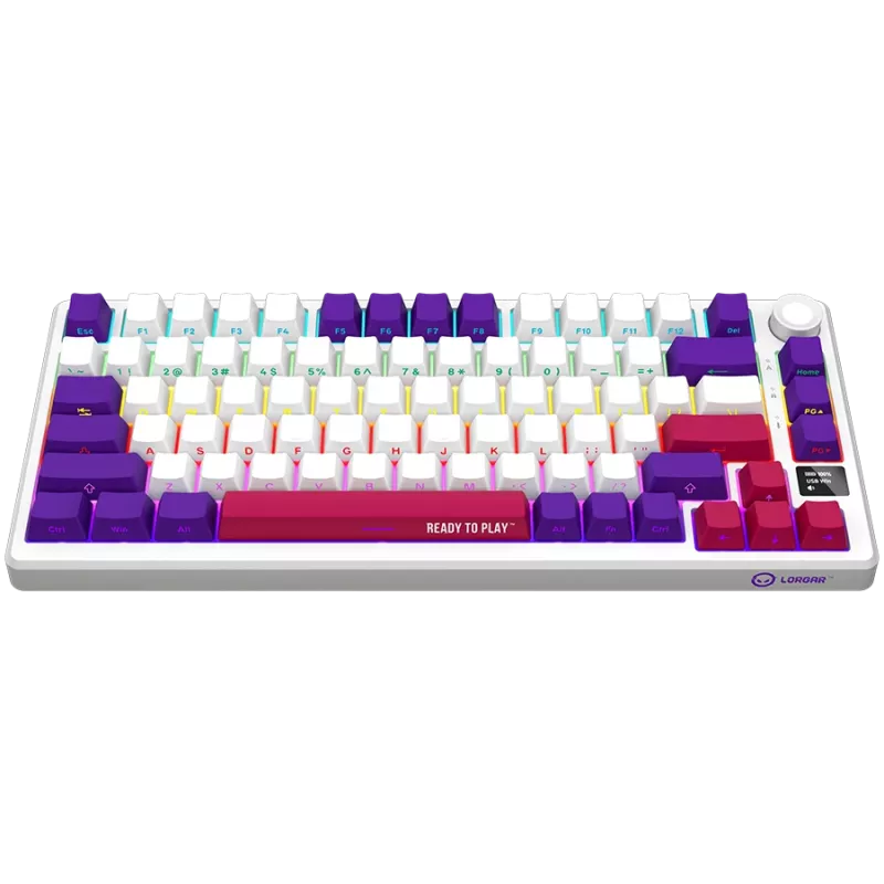 LORGAR KBP7075W, bezvadu 75% mehāniskā spēļu tastatūra Pro, balta, EN izkārtojums