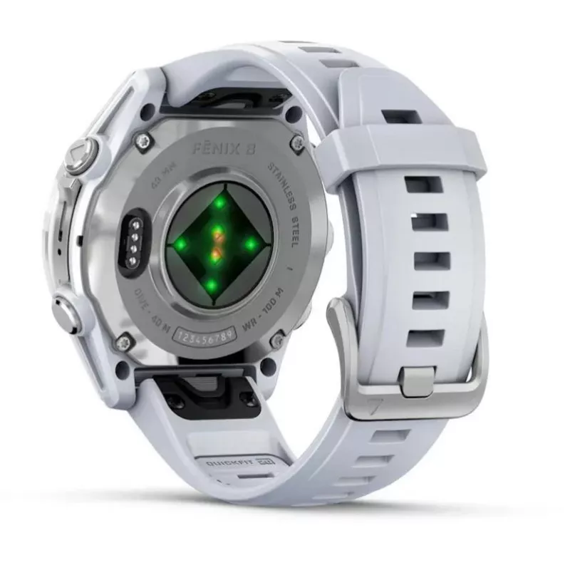 Garmin Fenix 8 3,3 cm (1,3) AMOLED 43 mm Digitāls 416 x 416 pikseļi Skārienekrāns Sudraba Wi-Fi GPS (satelīts)