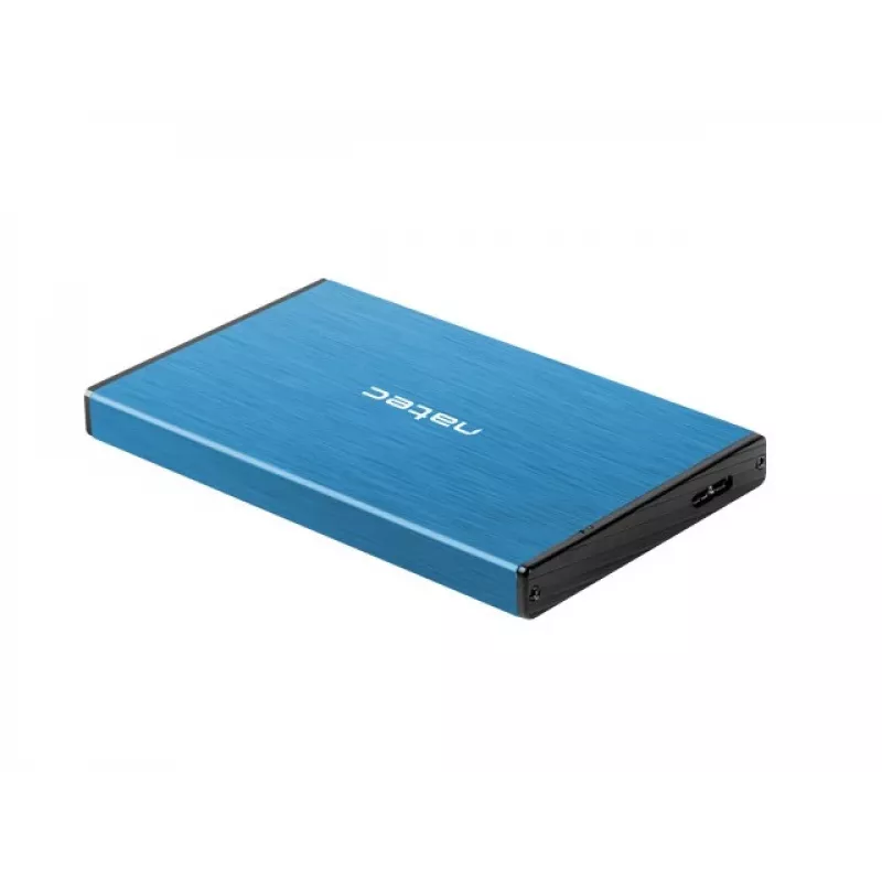 Ārējais HDD/SSD korpuss NATEC Rhino GO 2.5 collu — USB 3.0, SATA III, līdz 4 TB, 9,5 mm, alumīnijs, zils