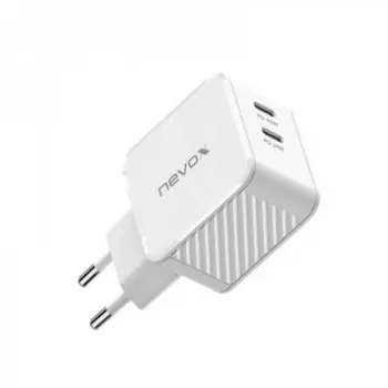 Nevox 45W Dual USB-C Power Delivery GaN lādētājs, balts, modelis 2569
