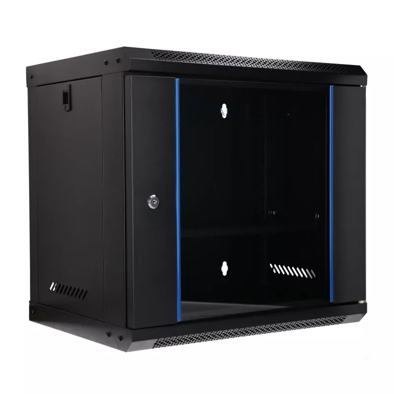 EXTRALINK LITE 9U 530X400 PIENENAMA PIE SIENAS STATĪVU SKAPIS MELNS AR PLAUKTU