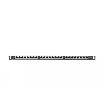 Patch panel LANBERG PPS5-0024-B 24-portu CAT5e, metāla, 0,5U, 445×99×22,3 mm, melns