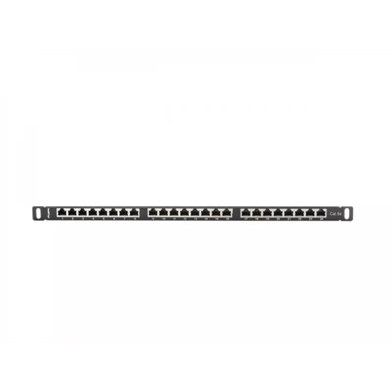 Patch panel LANBERG PPS5-0024-B 24-portu CAT5e, metāla, 0,5U, 445×99×22,3 mm, melns