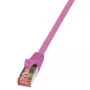 Tīkla kabelis LogiLink Cat.6 S/FTP RJ-45 0,25 m rozā