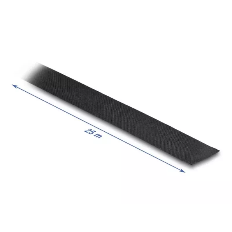 DeLOCK auduma lente 25 m x 25 mm plīsuma pašlīmējoša melna