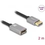 DeLOCK DisplayPort pagarinātāja kabelis 8K 60 Hz 2 m pelēks metāla bez fiksatora