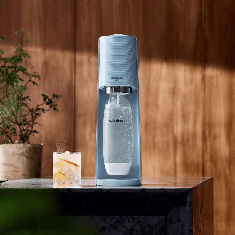 SodaStream Soda Maker Terra gaiši zils QC ar CO2 un 1L PET pudeli