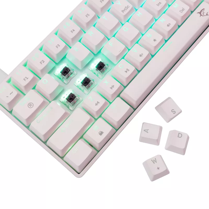 Mehāniskā tastatūra White Shark Shinobi-2 ar Brūnajiem slēdžiem, US izkārtojums — kompakts dizains, Brūnie slēdži
