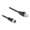 DeLOCK M12 adaptera kabelis D-kodēts 4 kontaktu sievišķais uz RJ45 vīrišķais 50 cm