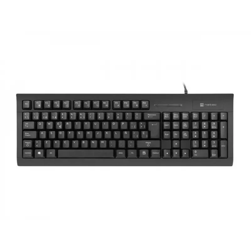 Vadu pilna izmēra NATEC Moray ES tastatūra ar USB, spāņu QWERTY, 105 taustiņi, ID karšu lasītājs, 1,5 m kabelis, melna