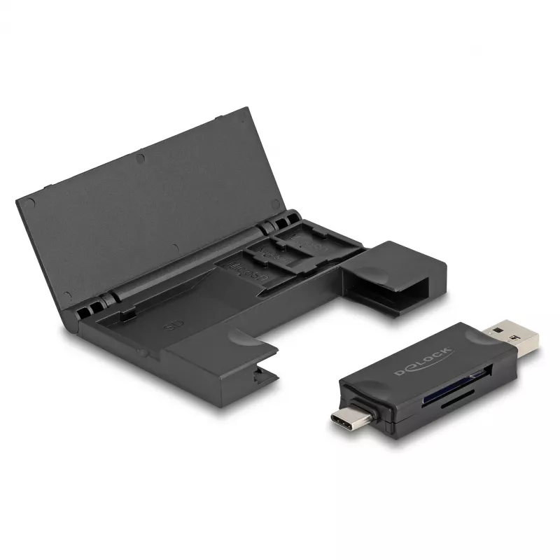 Karšu lasītājs DeLOCK 91014 USB 3.2 Gen 1 Type-A/Type-C Melns MicroSD SD