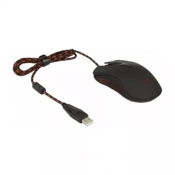 Spēļu pele DeLOCK 12531, piemērota abām rokām, USB Type-A, optiskā, 4800 DPI