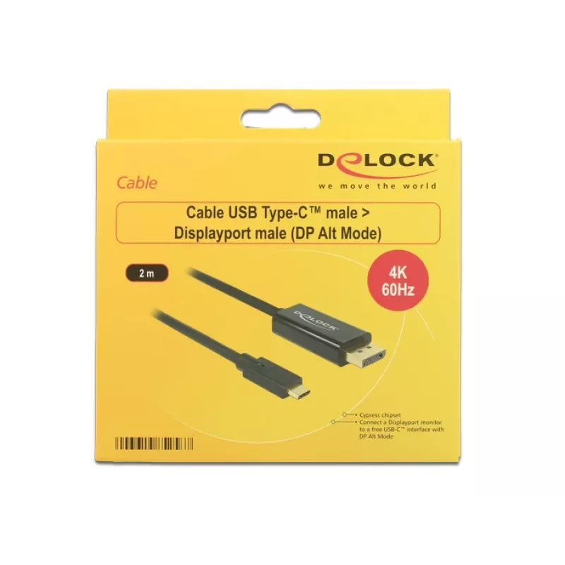 DeLOCK 85256 video kabeļa adapteris 2 m USB Type-C DisplayPort Melns