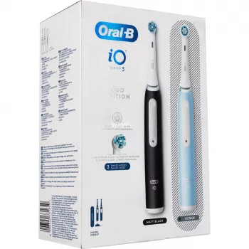 Elektriskā zobu birste BRAUN Oral-B iO Series 3N — melna/zila, 2 rokturu vienības
