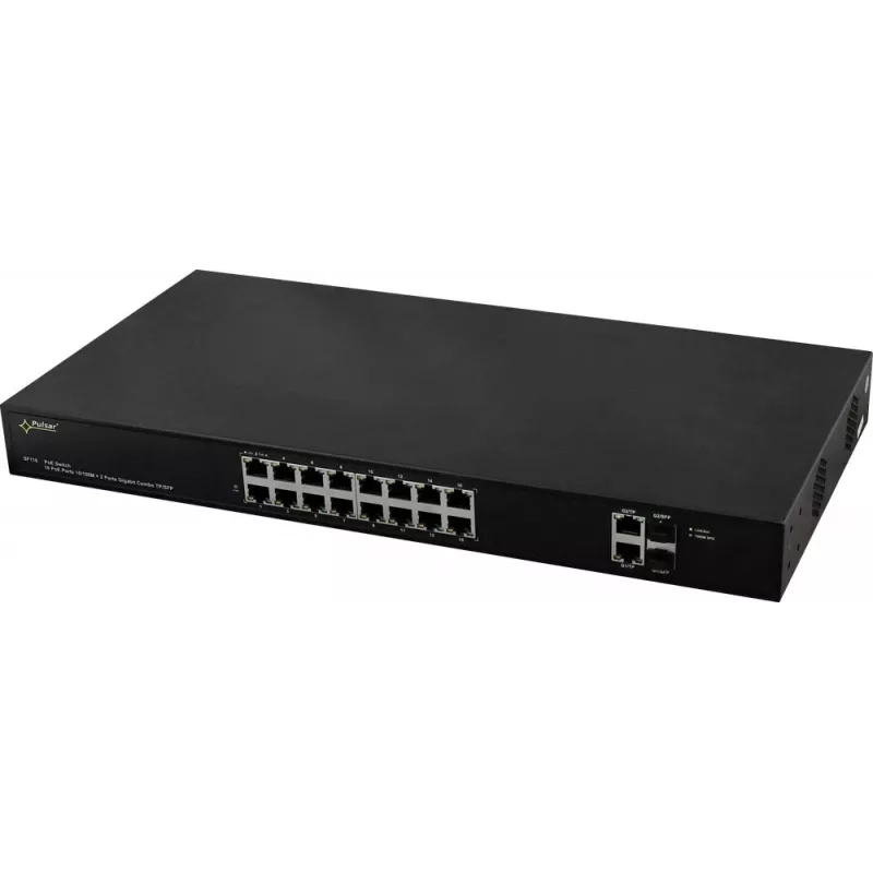 PULSAR SF116 tīkla slēdzis Pārvaldīts Fast Ethernet (10/100) Barošana caur Ethernet (PoE) 1U Melns