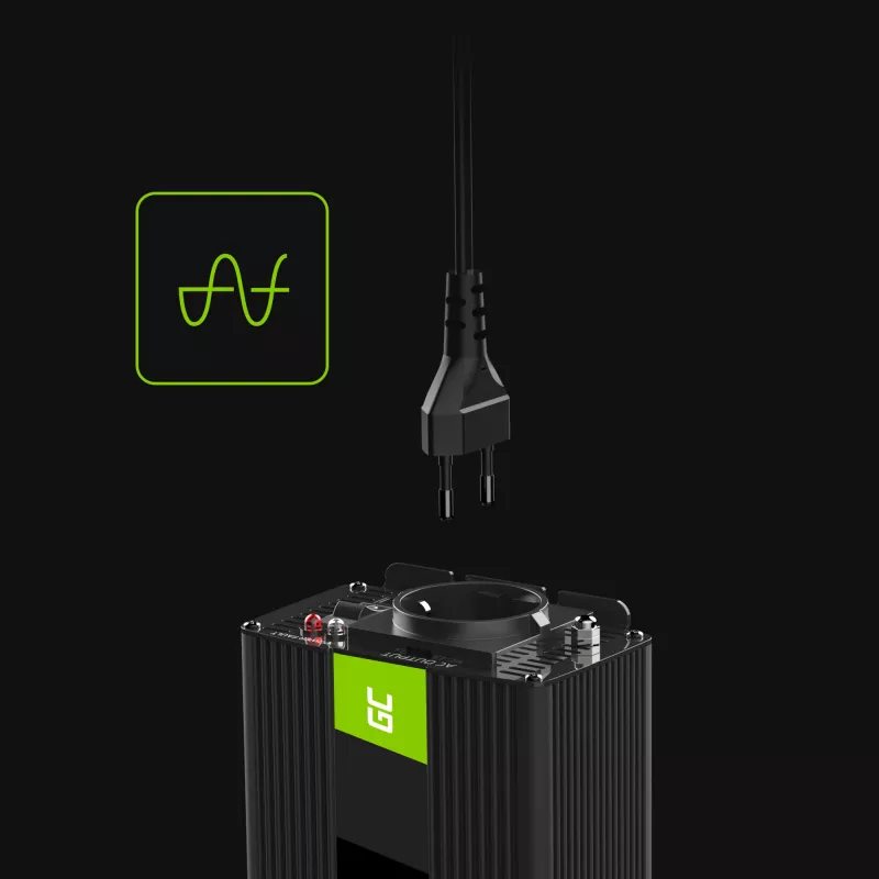 GREEN CELL Auto jaudas pārveidotājs 12V uz 230V 150W/300W Tīrs sinusa vilnis